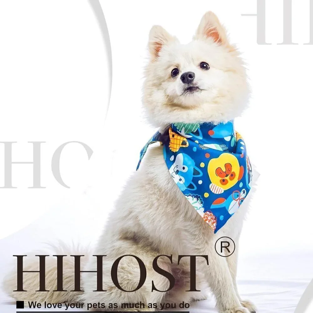 Cartoon Dog Printed Fabric Dog Bandana, (MEDIUM TO LARGE) / BRAND NEW